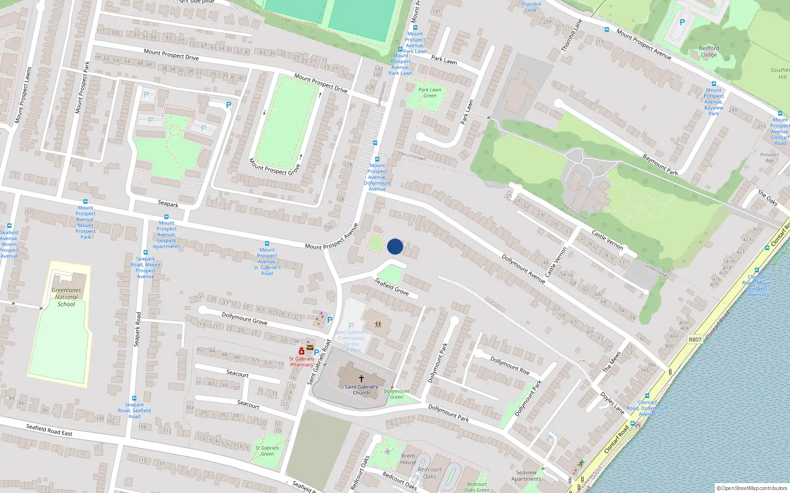 Overhead map showing the location of 15 Seafield Grove, Dublin 3