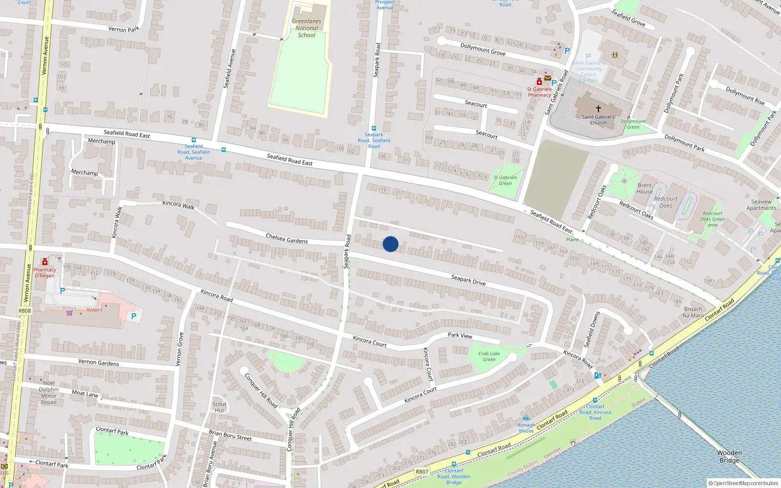 Overhead map showing the location of 15 Seapark Drive, Dublin 3