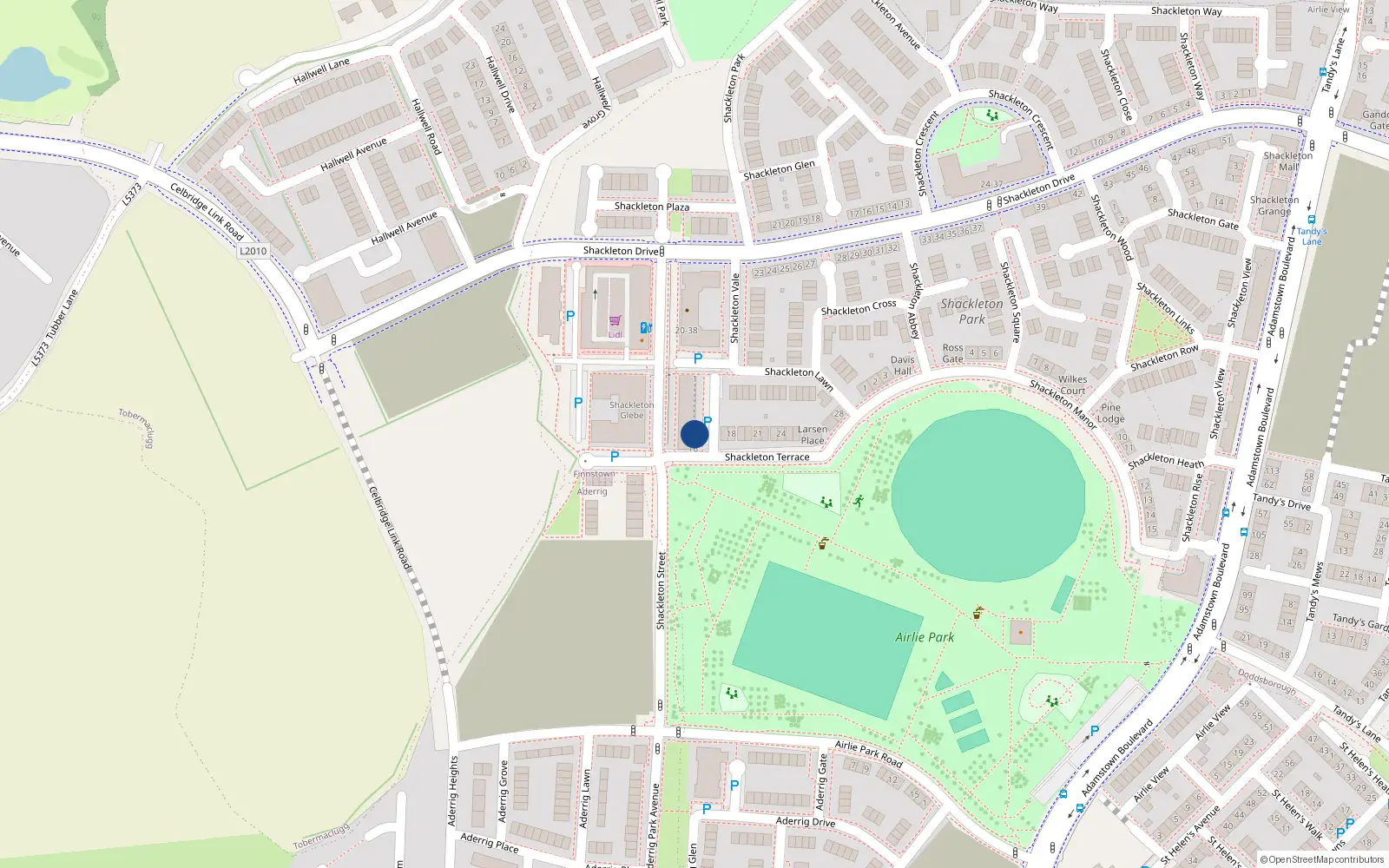 Overhead map showing the location of 15 Shackleton Terrace, Lucan