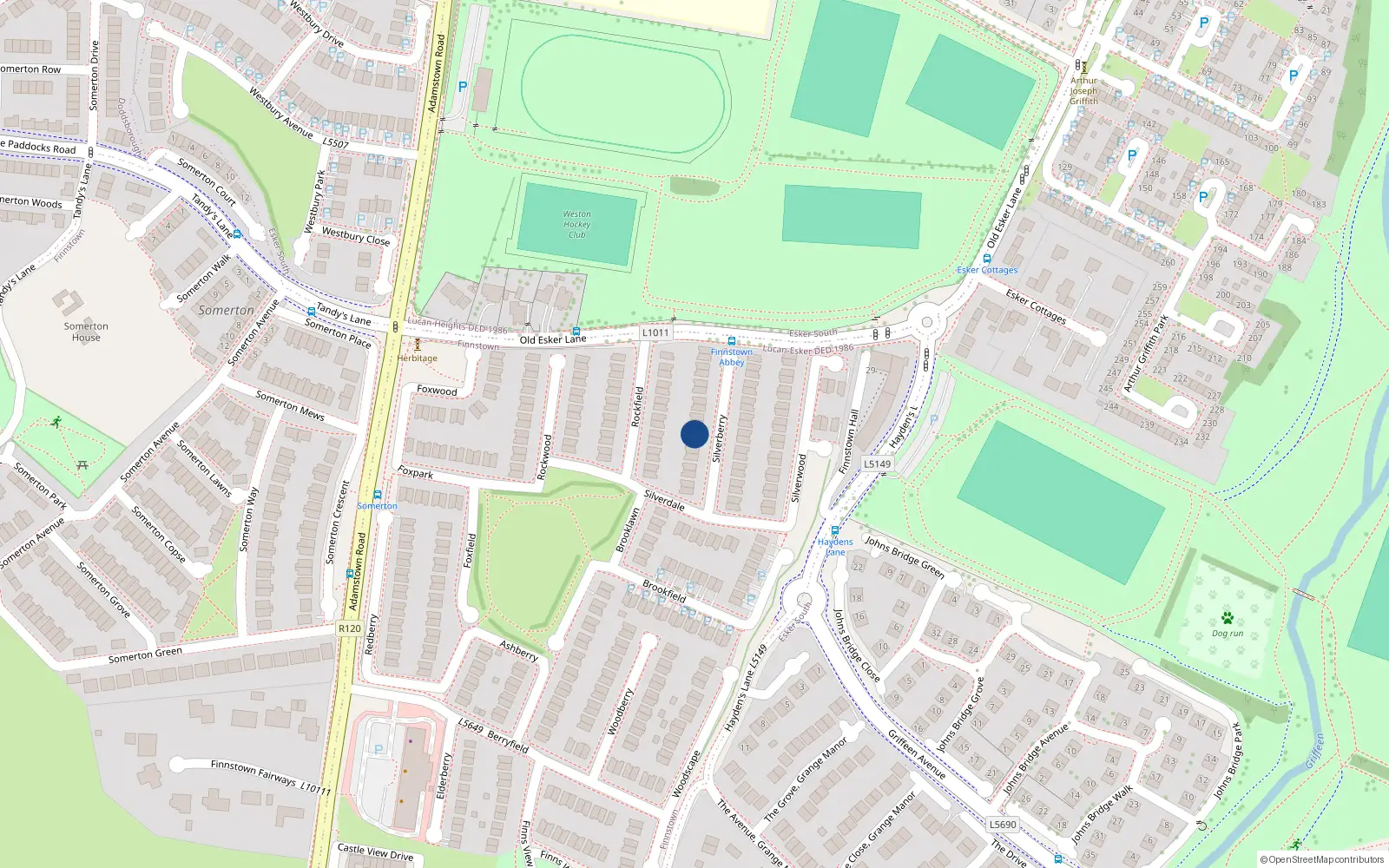Overhead map showing the location of 15 Silverberry, Lucan