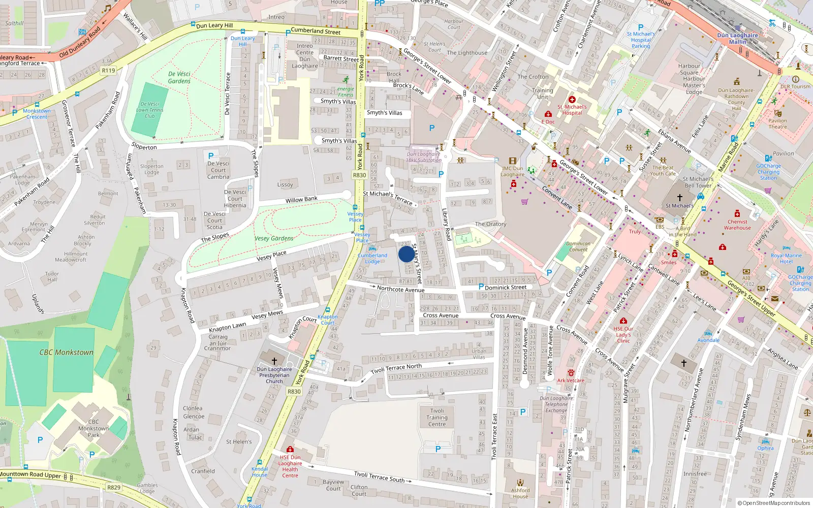 Overhead map showing the location of 15 Saint Mary's Street, Dublin