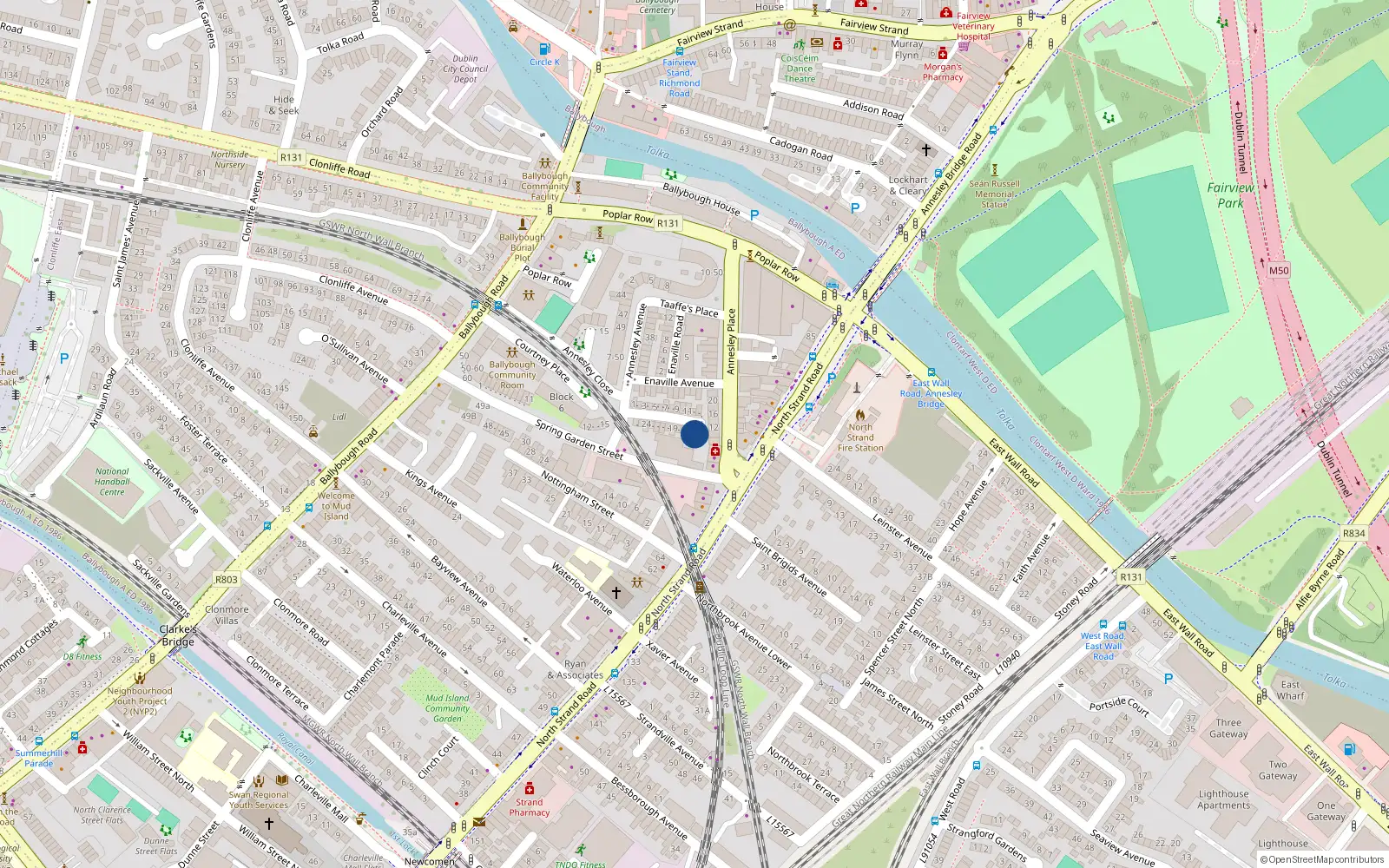 Overhead map showing the location of 15 St Patricks Avenue, North Strand, Dublin 3