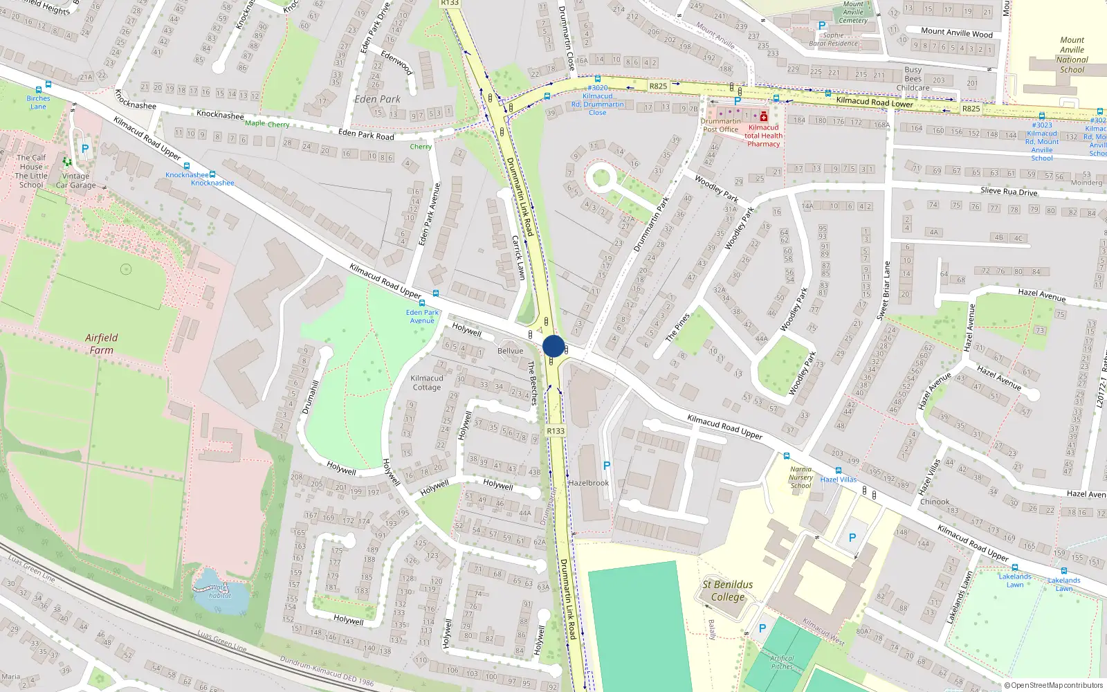 Overhead map showing the location of 15 Stillorgan Gate, Kilmacud Road Upper, Stillorgan