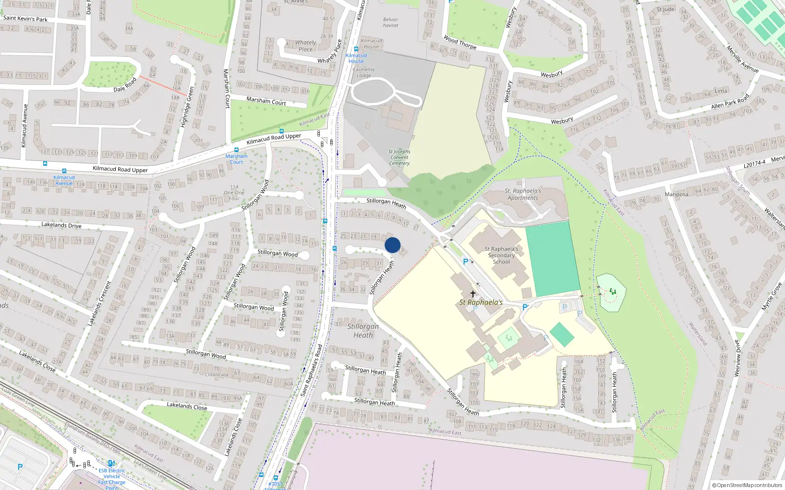 Overhead map showing the location of 15 Stillorgan Heath, Blackrock