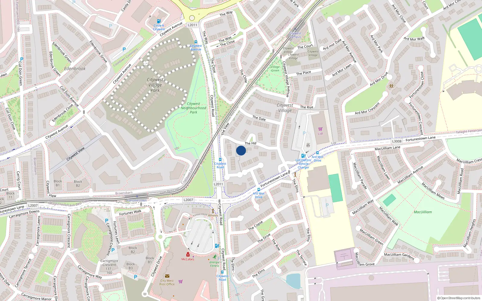 Overhead map showing the location of 15 The Hill, Citywest