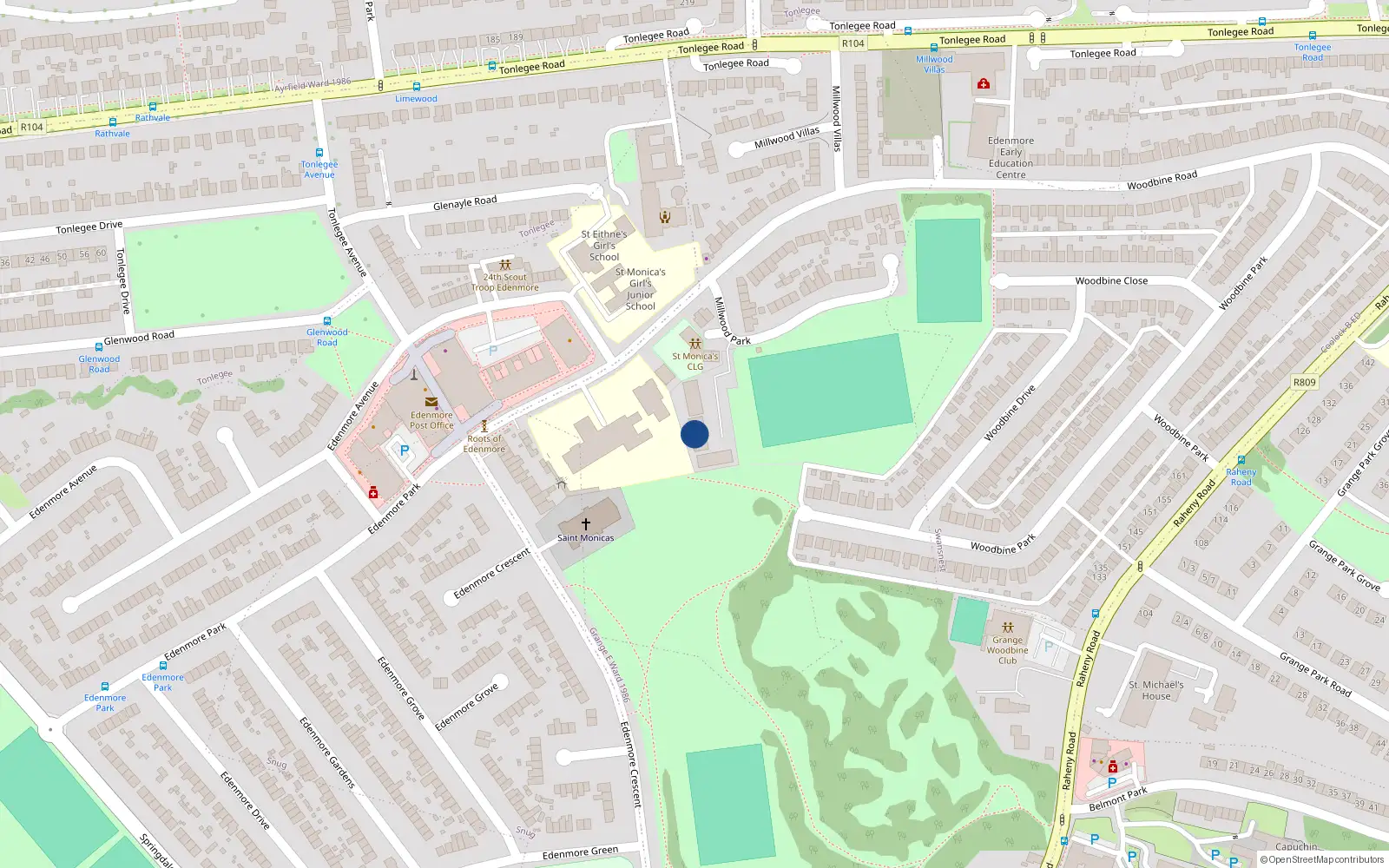 Overhead map showing the location of 15 the Mills, Edenmore, Dublin 5