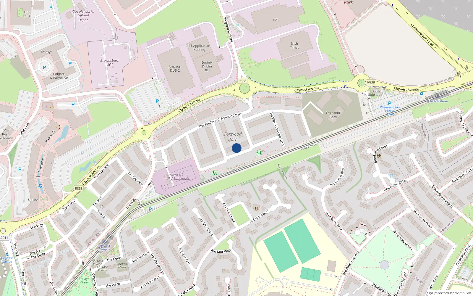Overhead map showing the location of 15 The Park, Brownsbarn