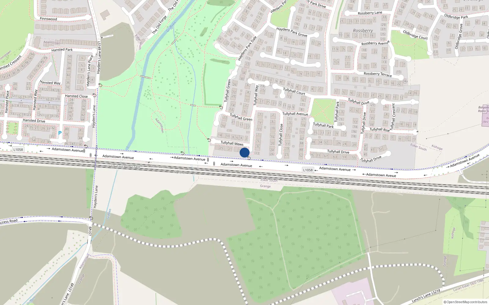 Overhead map showing the location of 15, 15 Tullyhall Mews, Lucan