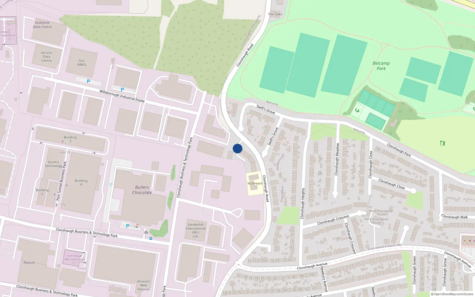 Overhead map showing the location of 15 Willsborough Apartments, Coolock