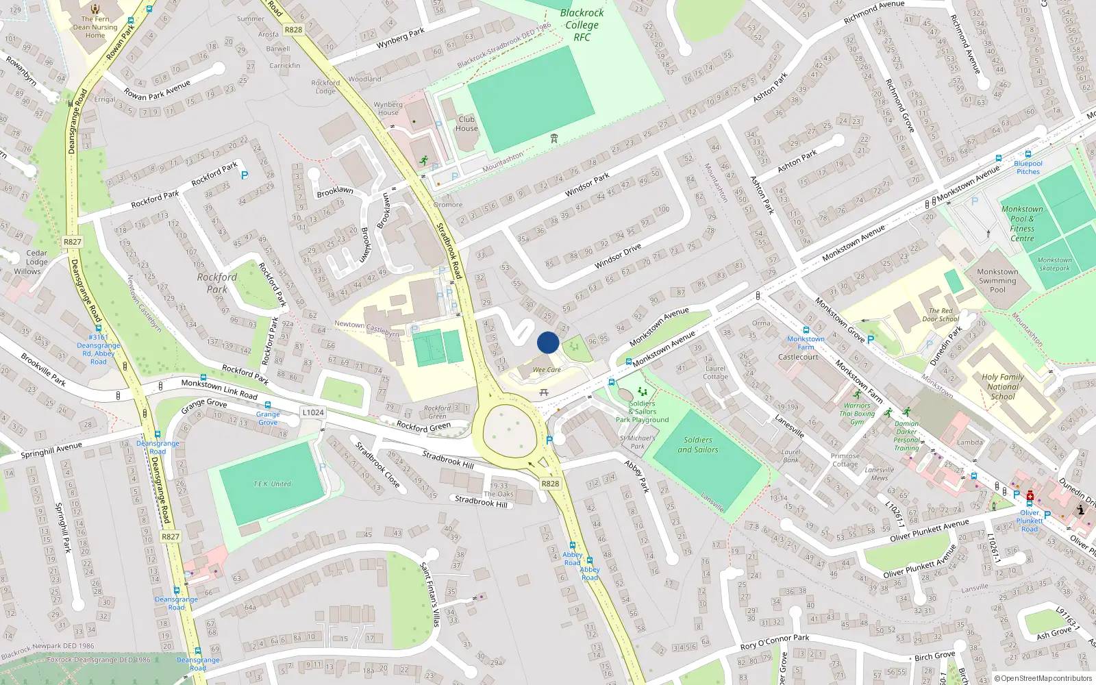 Overhead map showing the location of 15 Windsor Court, Blackrock