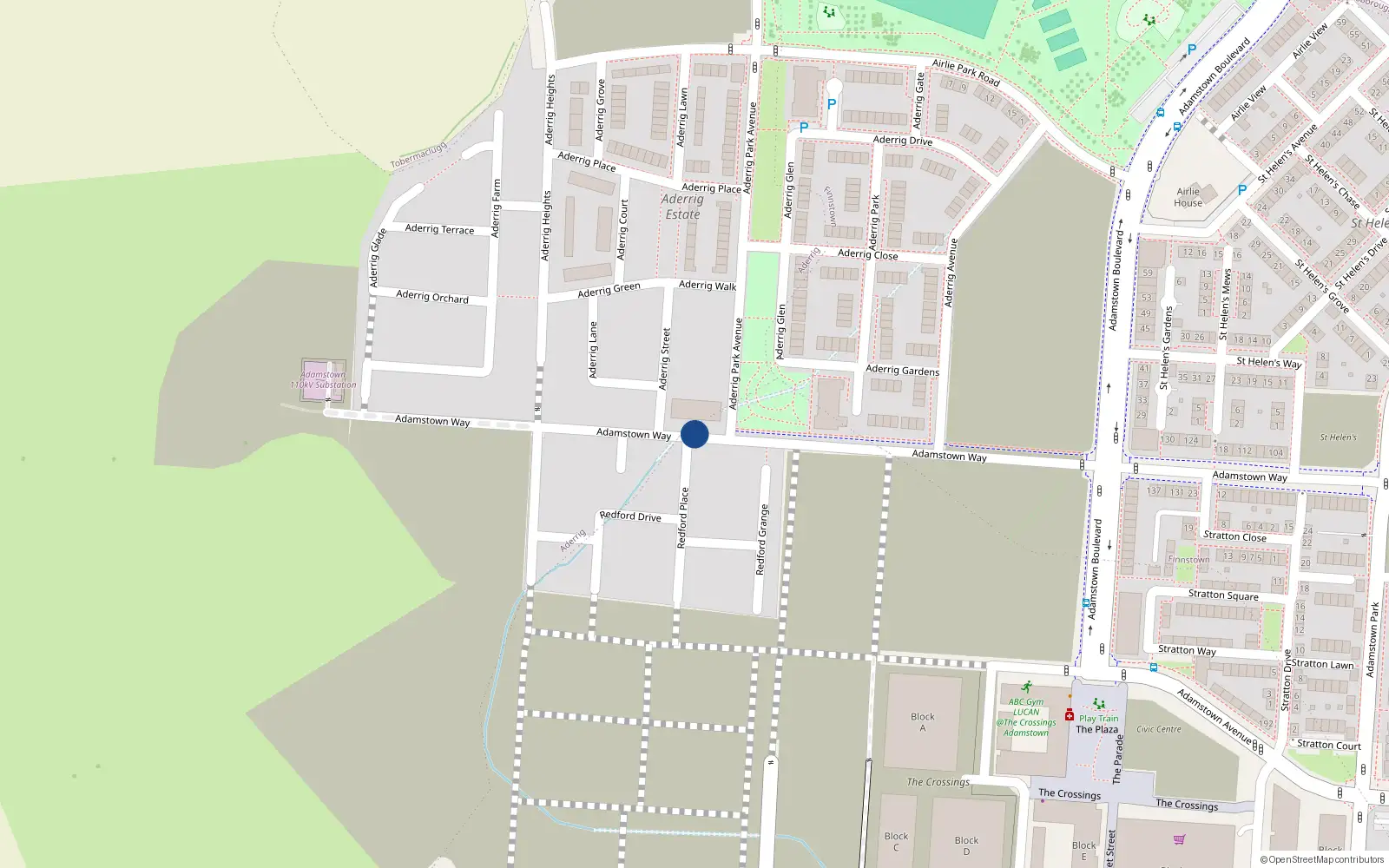 Overhead map showing the location of 150 Adamstown Way, Lucan