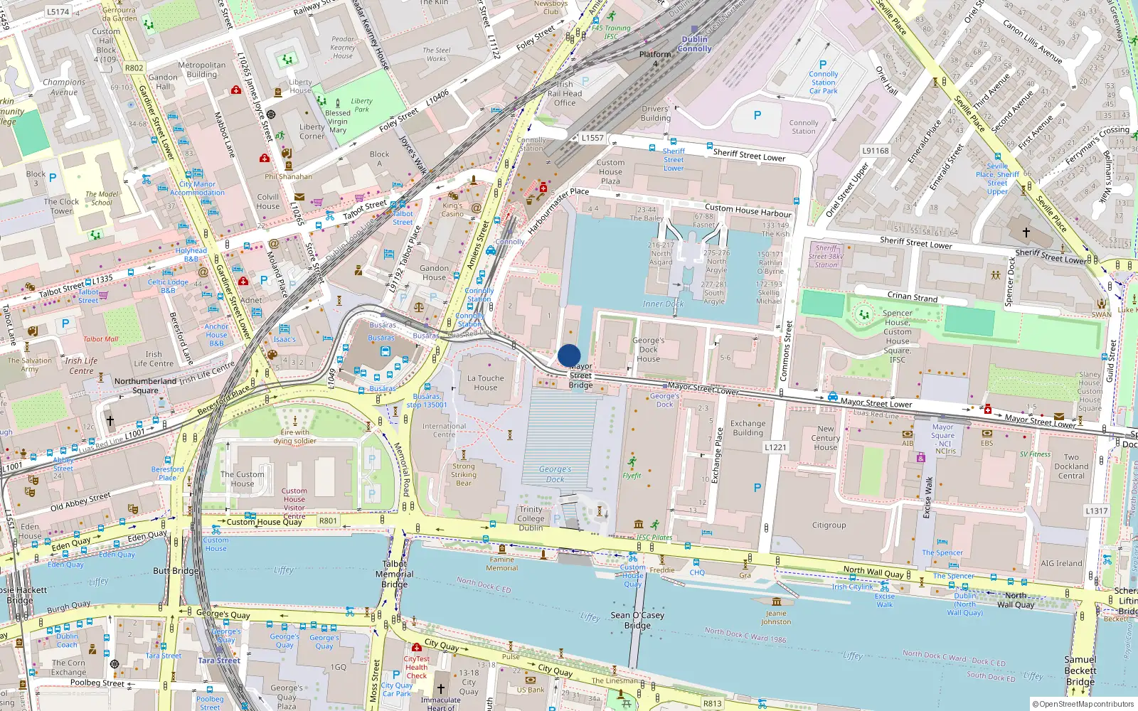 Overhead map showing the location of 150 Custom House Harbour, Custom House Dock, Ifsc Dublin 1