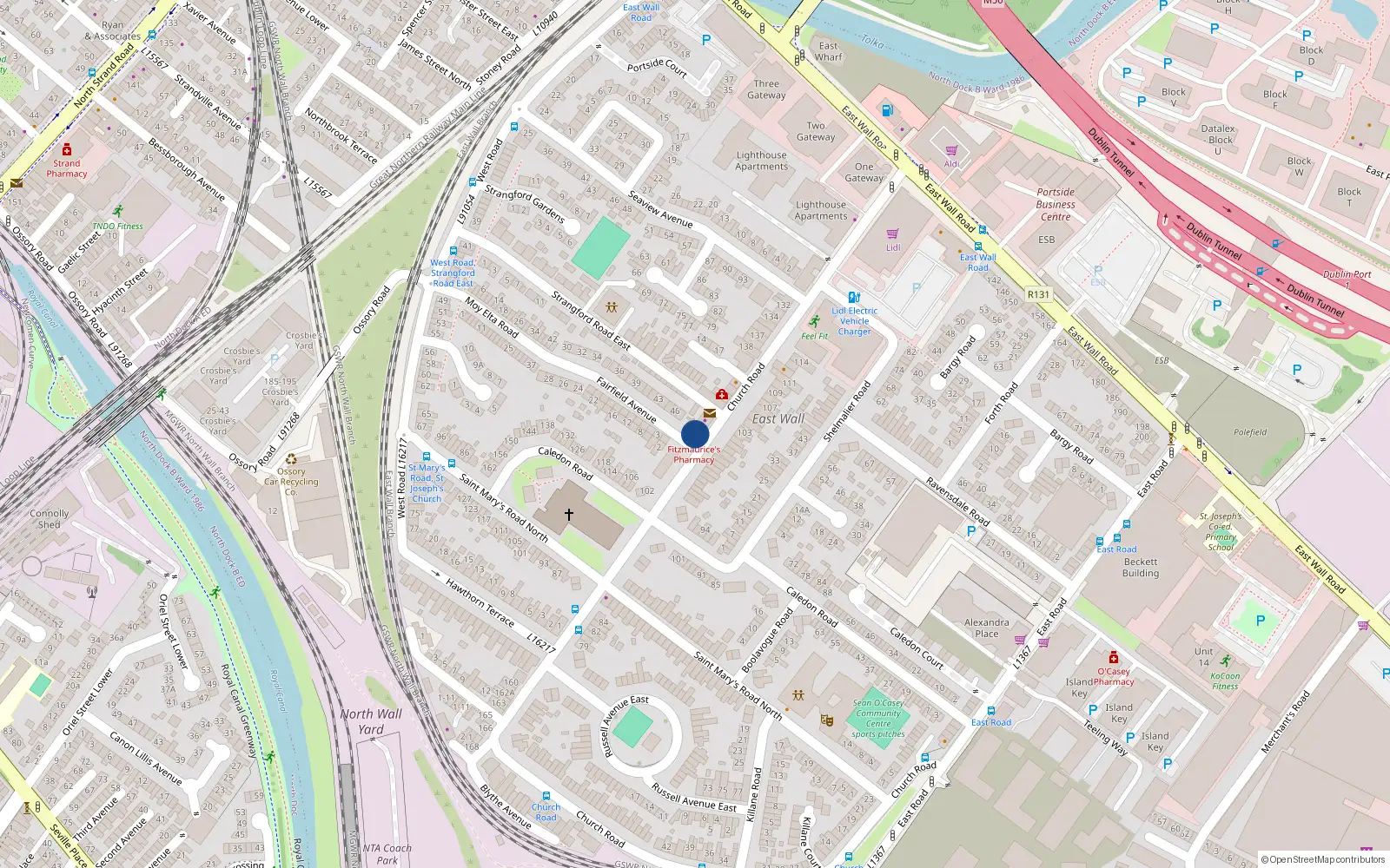 Overhead map showing the location of 150 Church Road, Dublin 3
