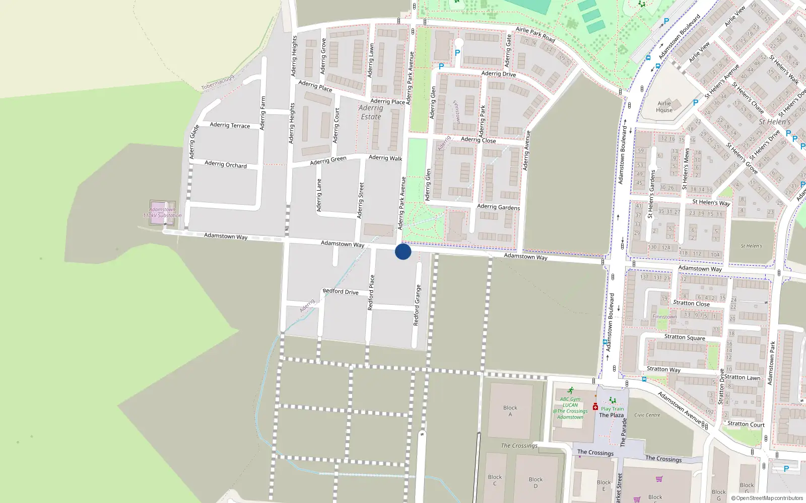 Overhead map showing the location of 151 Adamstown Way, Lucan