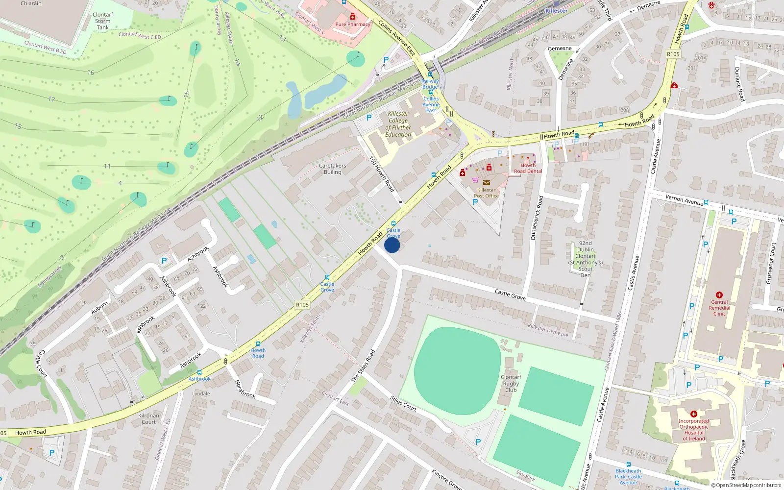 Overhead map showing the location of 151 Howth Road, Clontarf, Dublin 3