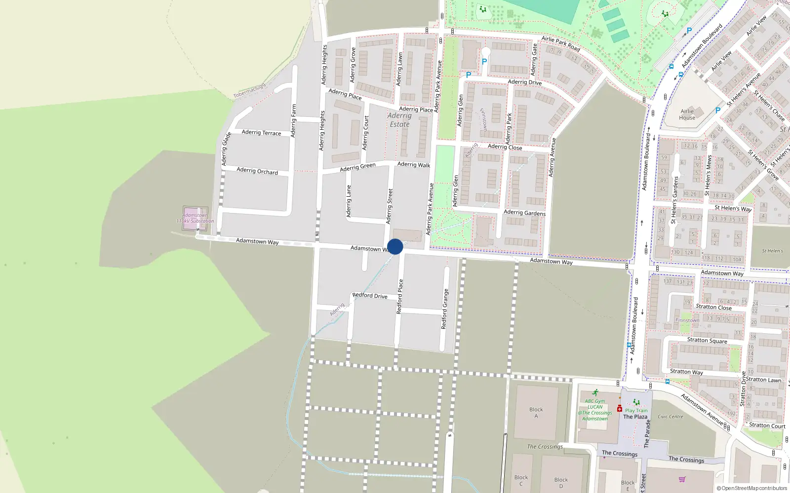 Overhead map showing the location of 152 Adamstown Way, Lucan