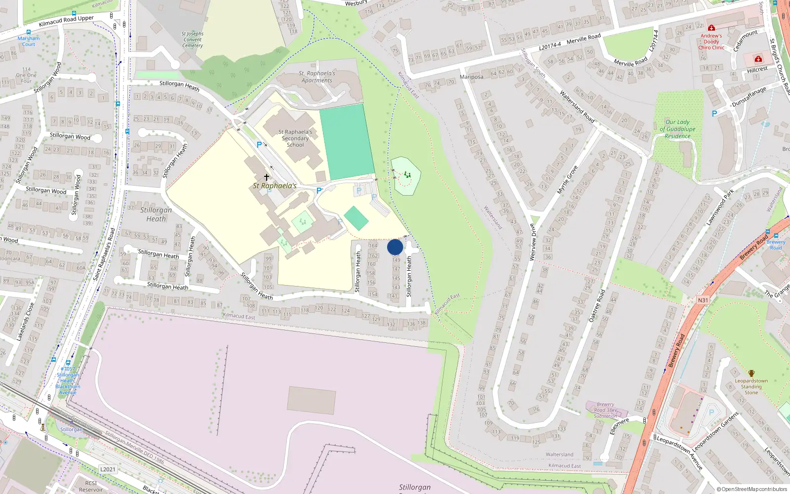 Overhead map showing the location of 152 Stillorgan Heath, Stillorgan, Dublin