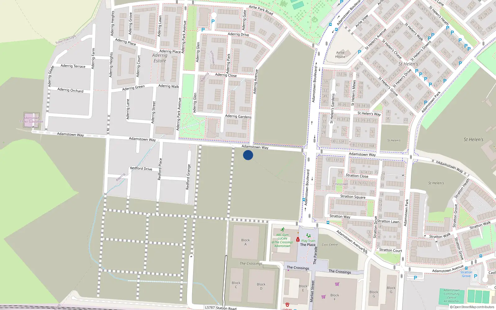 Overhead map showing the location of 153 Adamstown Way, Lucan