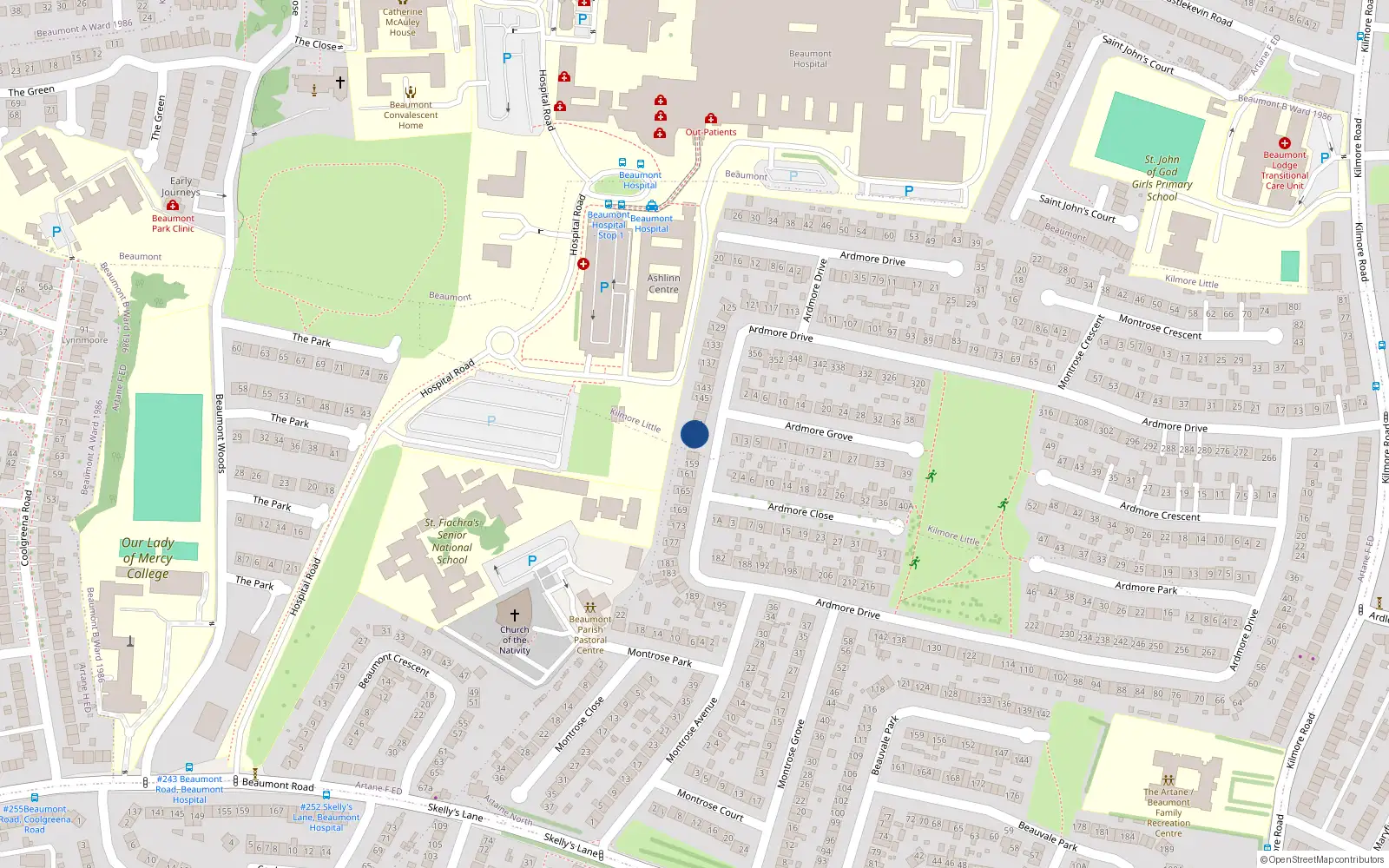 Overhead map showing the location of 153 Ardmore Drive, Artane, Dublin 5