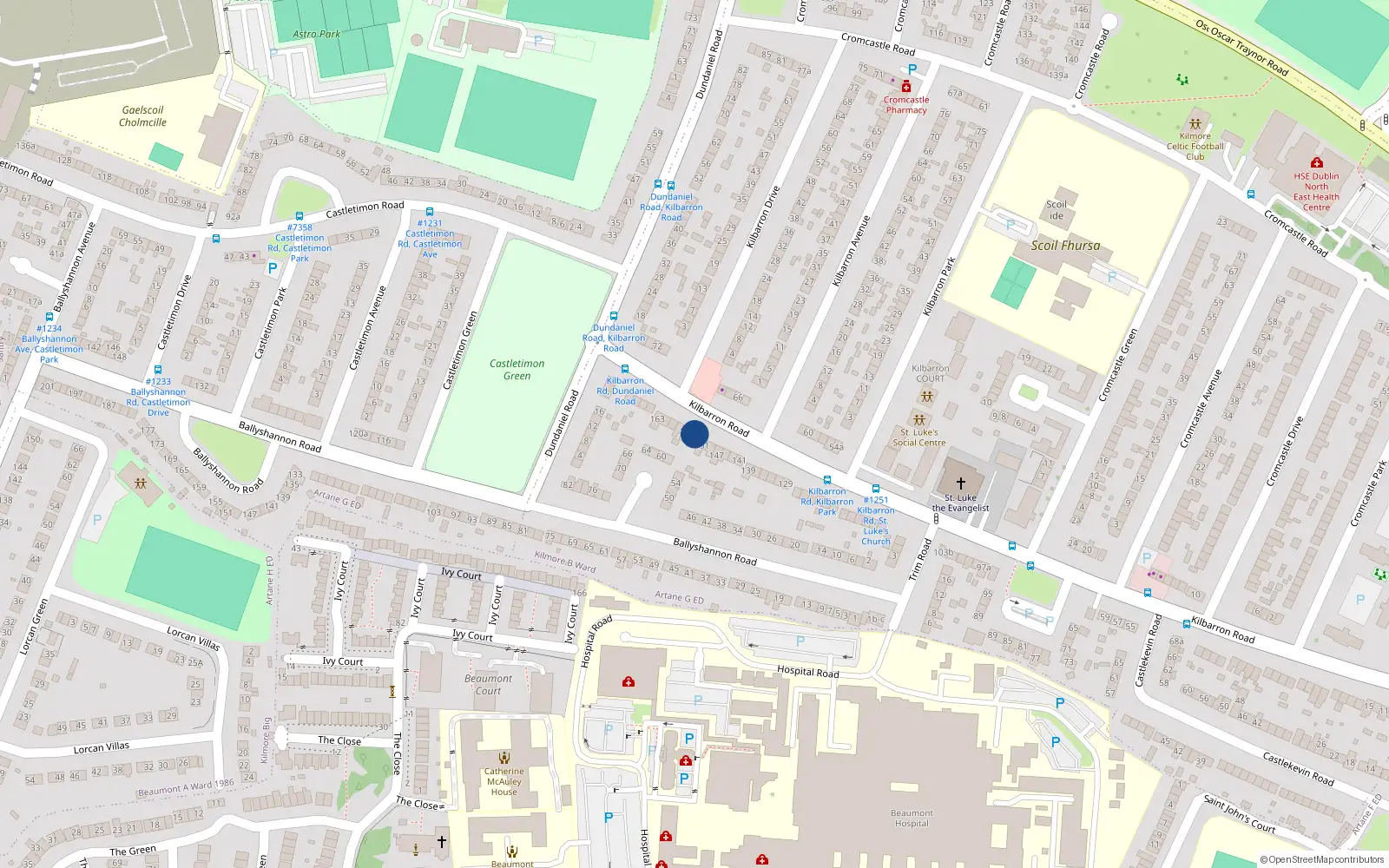 Overhead map showing the location of 153 Kilbarron Road, Coolcock, Dublin 5