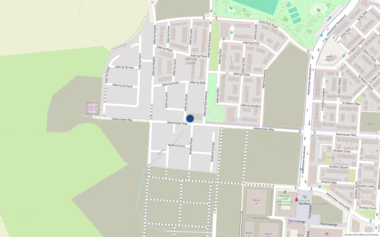 Overhead map showing the location of 154 Adamstown Way, Lucan