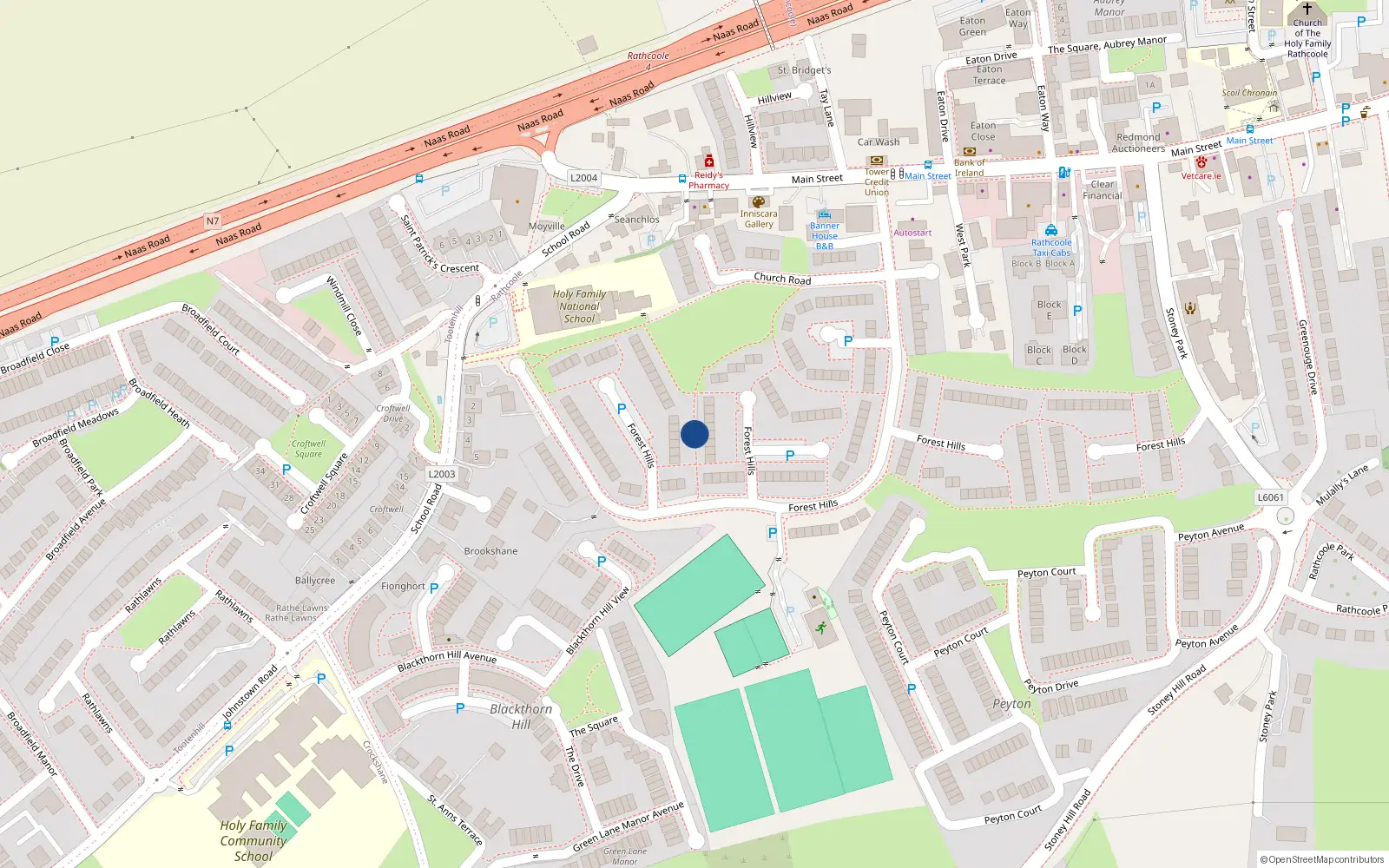 Overhead map showing the location of 154 Cherry Walk, Forest Hills, Rathcoole