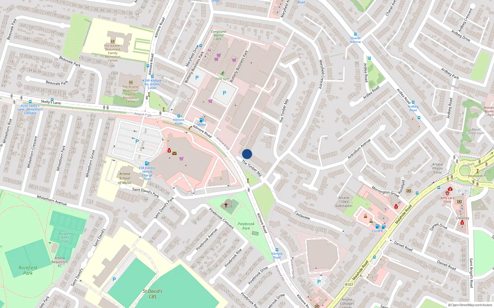 Overhead map showing the location of 154 Timber Mill, Kilmore Road, Artane Dublin 5