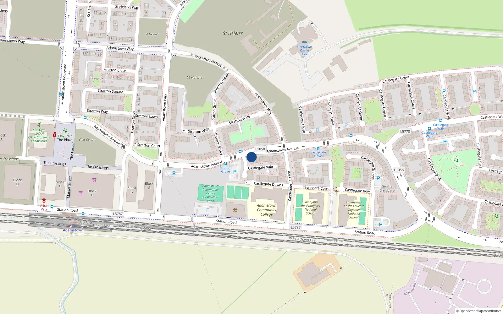 Overhead map showing the location of 155 Adamstown Avenue, Lucan