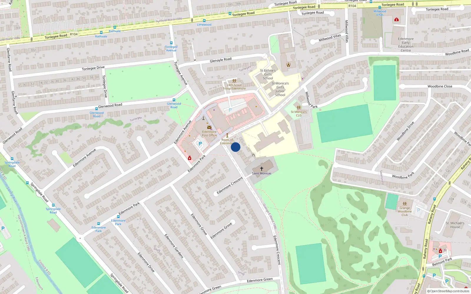 Overhead map showing the location of 157 Edenmore Crescent, Dublin 5