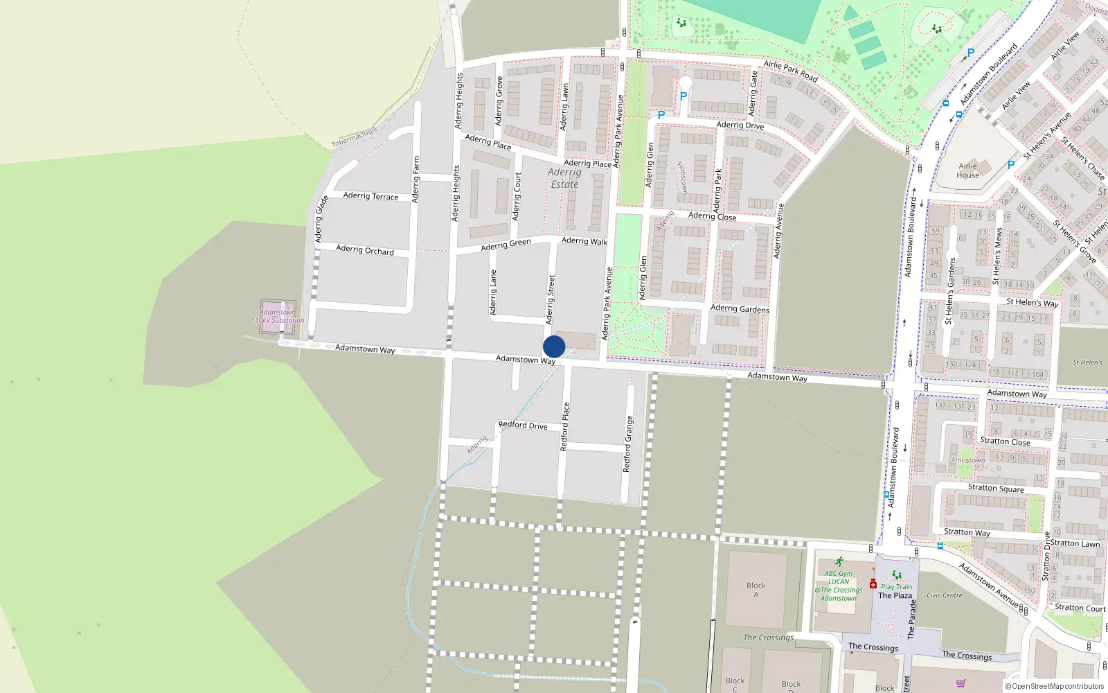 Overhead map showing the location of 158 Adamstown Way, Lucan