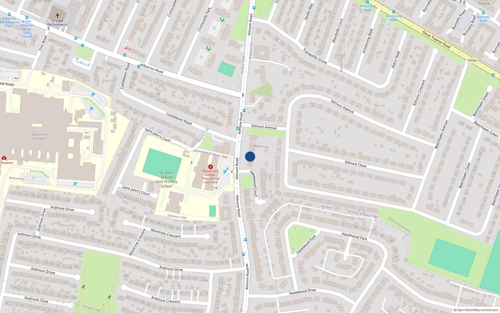 Overhead map showing the location of 158 Kilmore Road, Dublin 5