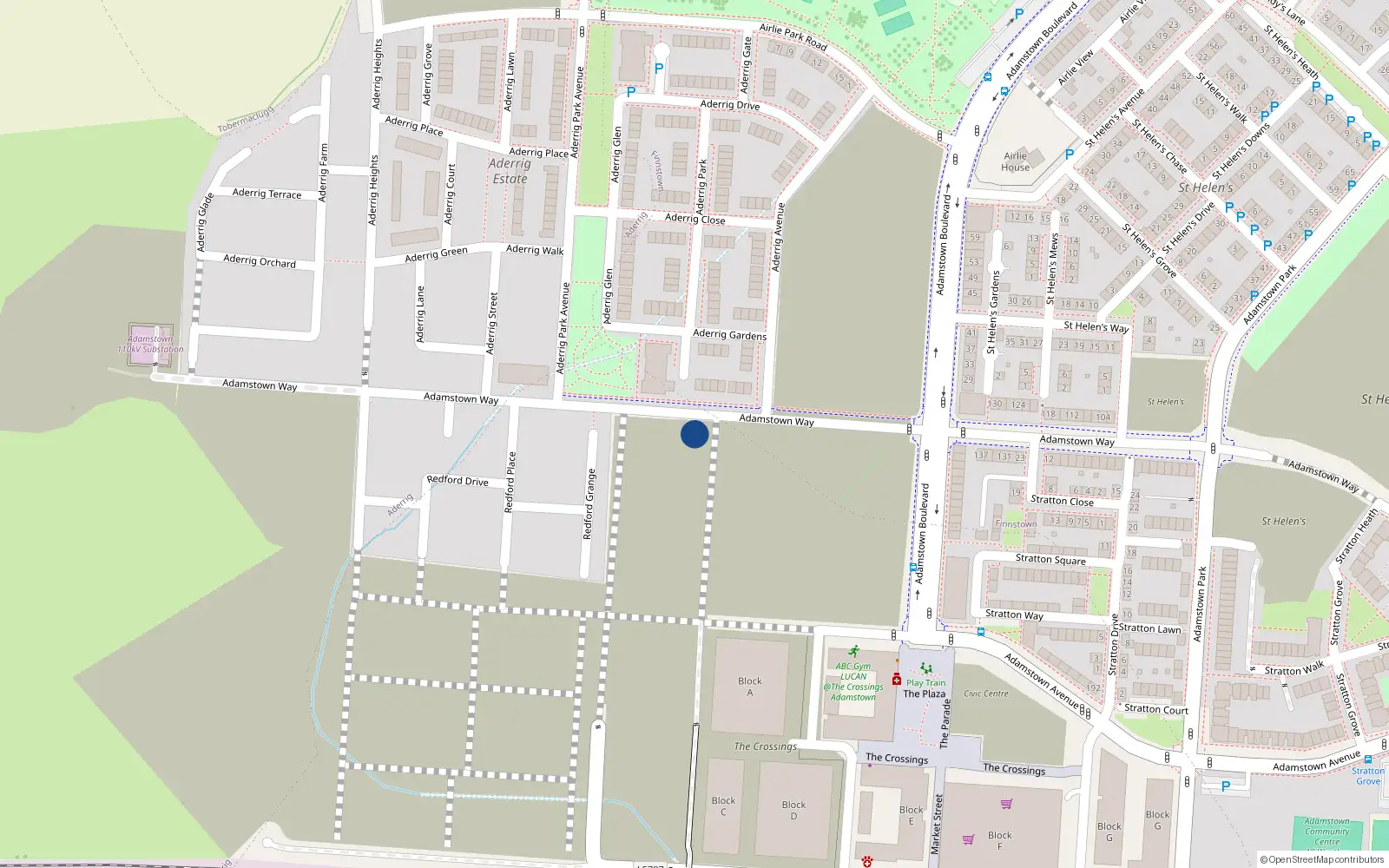 Overhead map showing the location of 159 Adamstown Way, Lucan