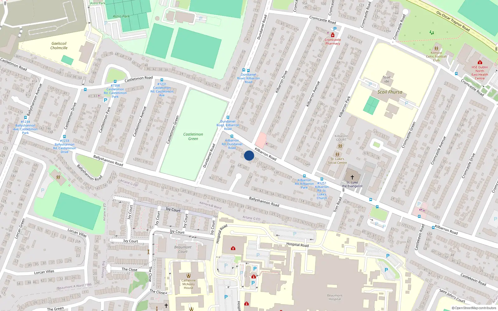 Overhead map showing the location of 159 Kilbarron Road, Dublin 5