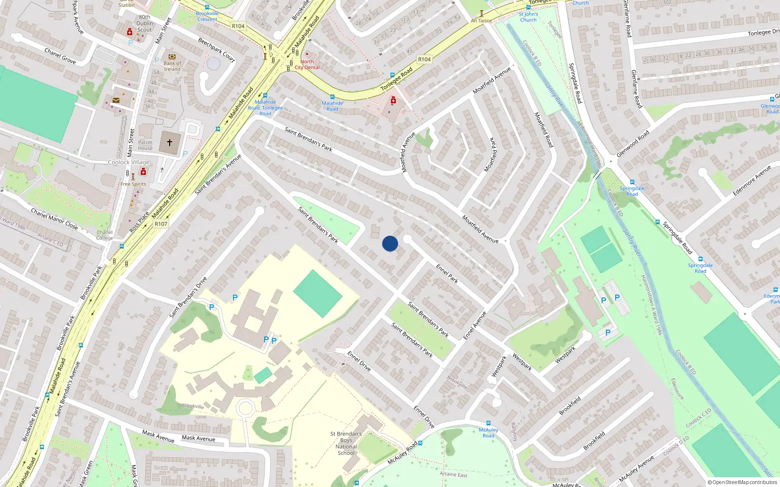 Overhead map showing the location of 15A Ennel Park, Dublin 5