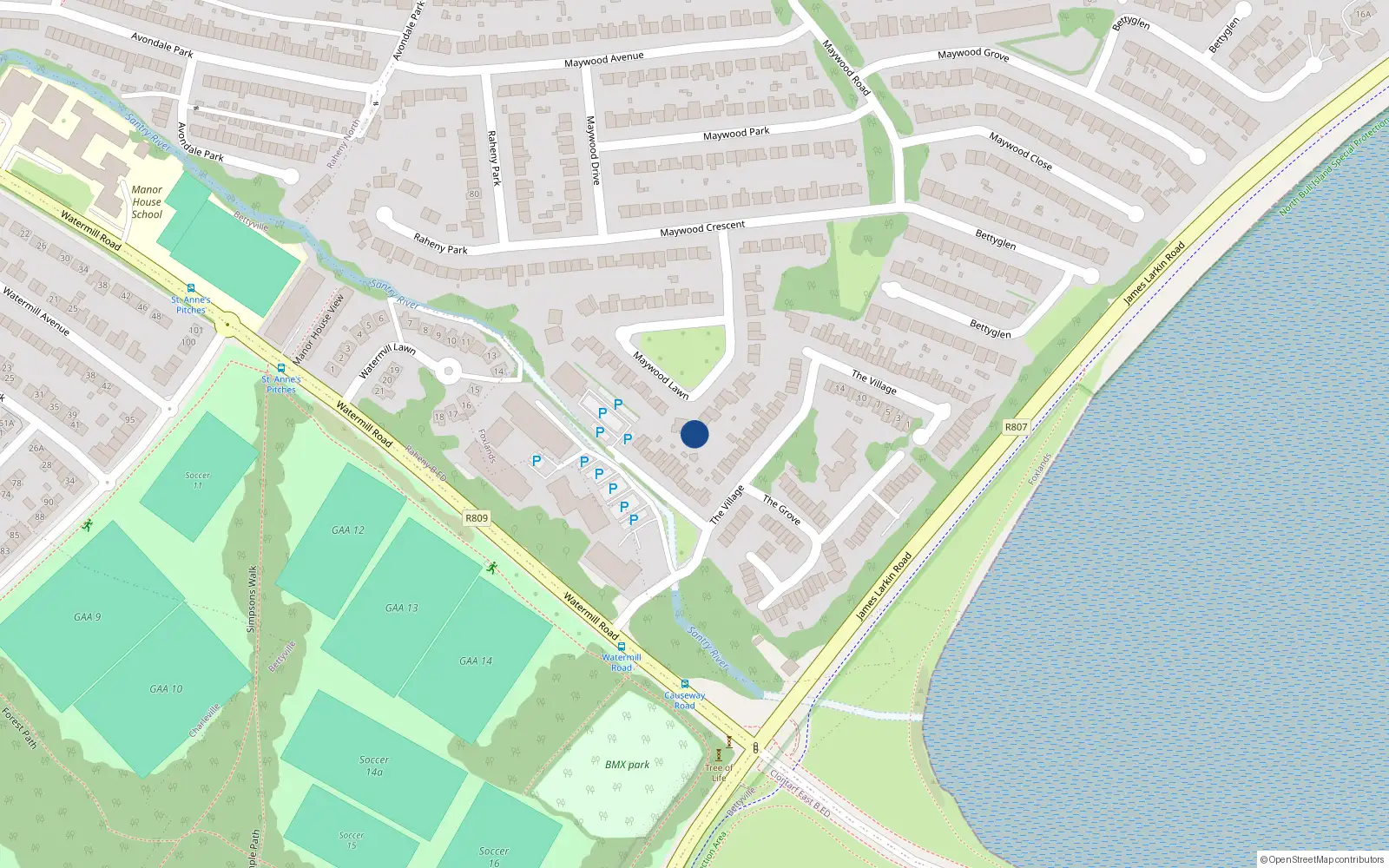 Overhead map showing the location of 15A Maywood Lawn, Dublin 5