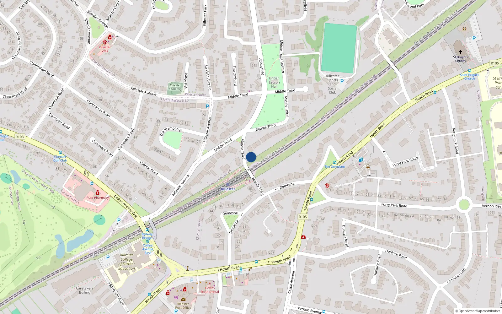 Overhead map showing the location of 15A Middle Third, Dublin
