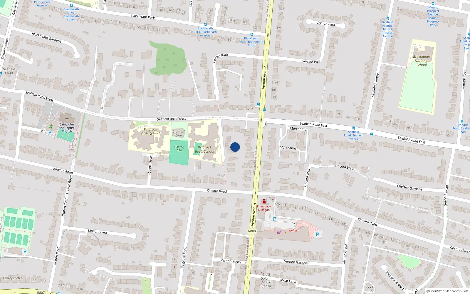 Overhead map showing the location of 15A Vernon Court, Dublin 3