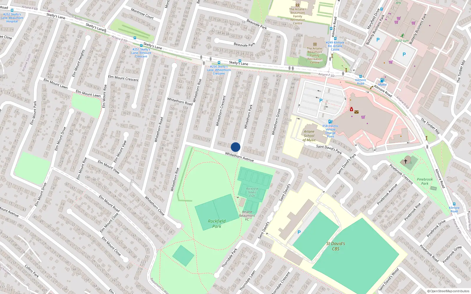 Overhead map showing the location of 15A Whitethorn Avenue, Artane Dublin 5, Dublin 5