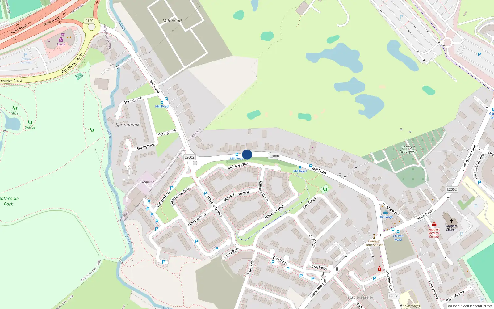 Overhead map showing the location of 16-31 Swiftbanks Drive, Mill Road