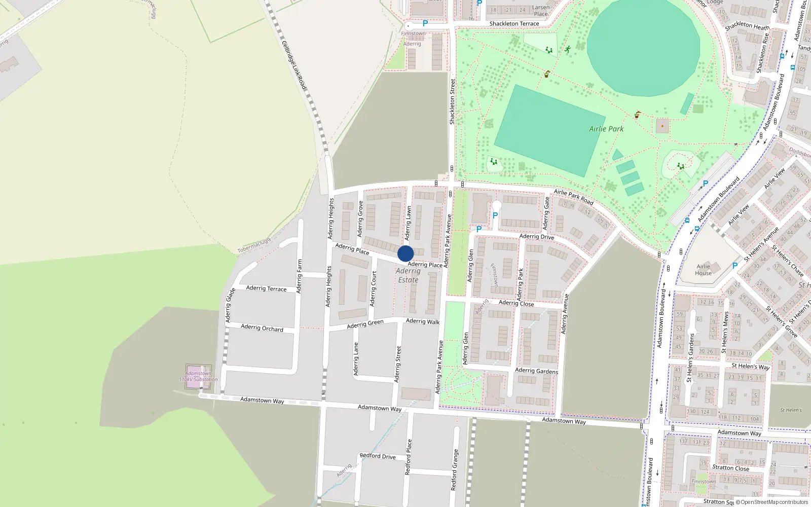 Overhead map showing the location of 16 Aderrig Lawn, Lucan