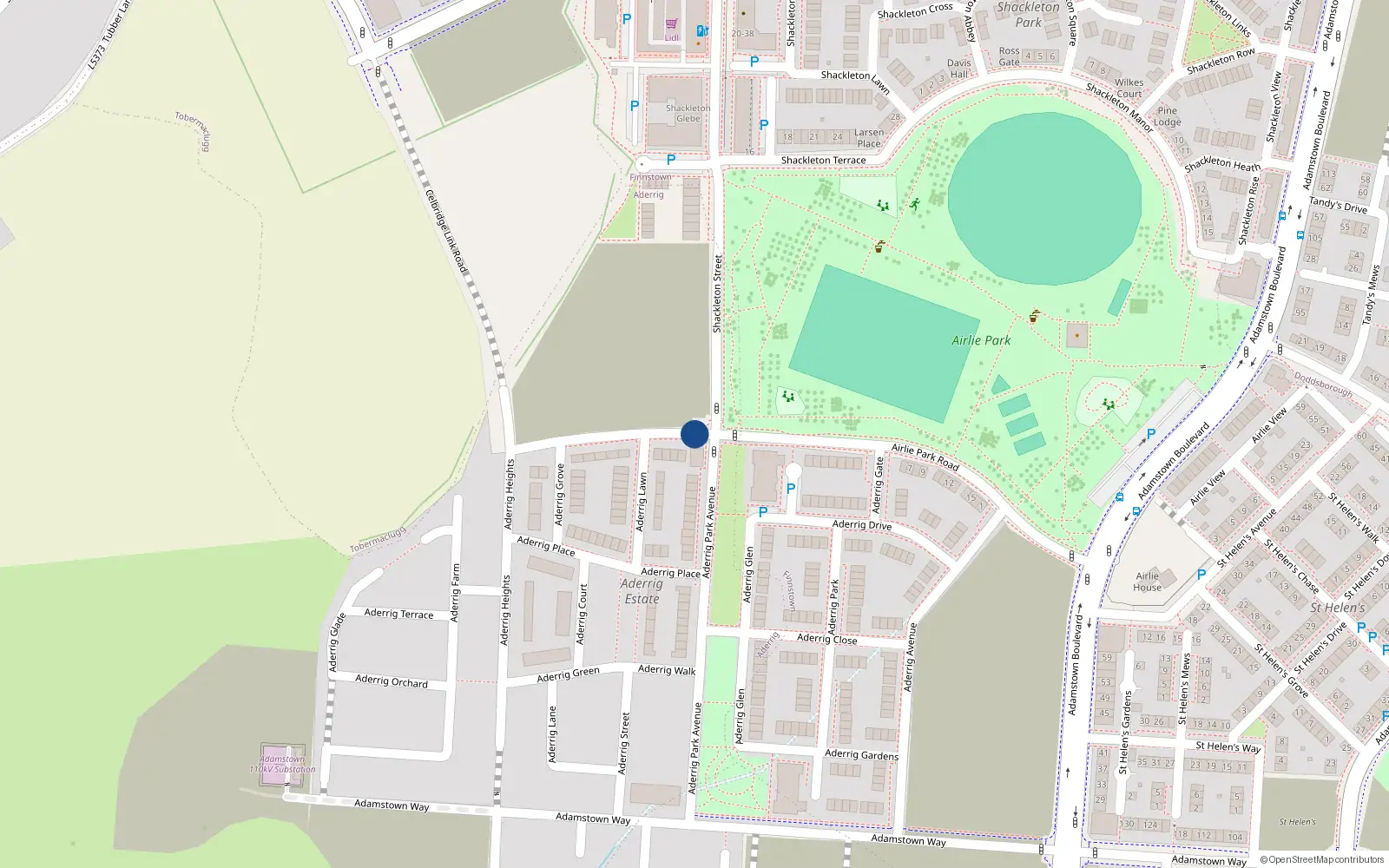 Overhead map showing the location of 16 Airlie Park Road West, Aderrig