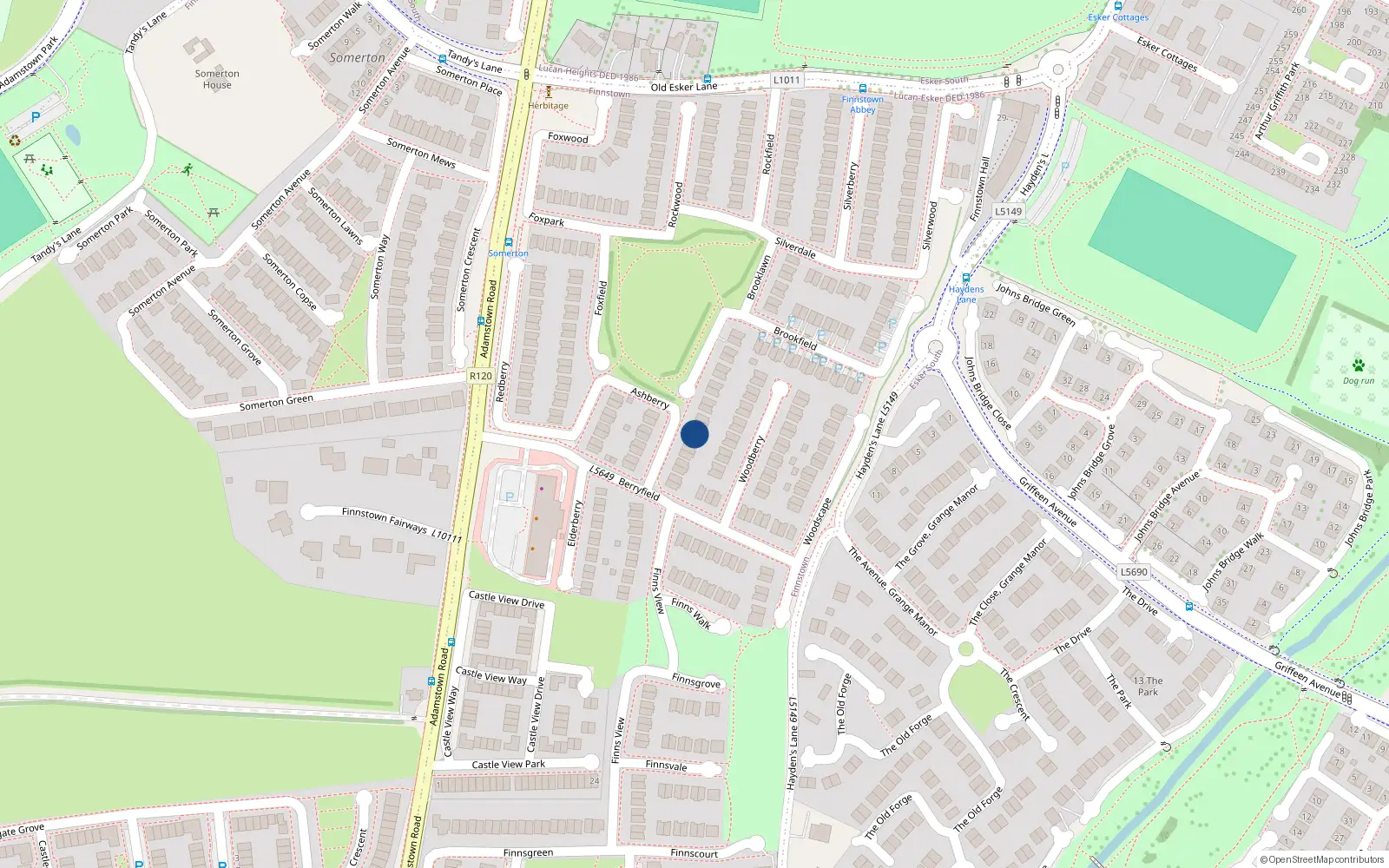 Overhead map showing the location of 16 Ashberry, Lucan