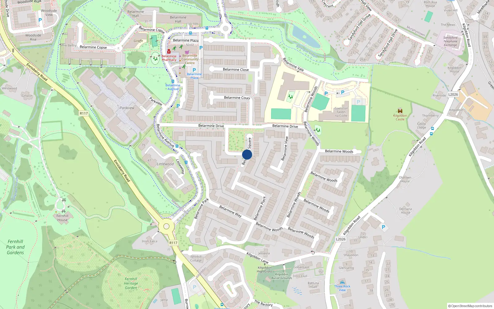 Overhead map showing the location of 16 Belarmine Square, Dublin