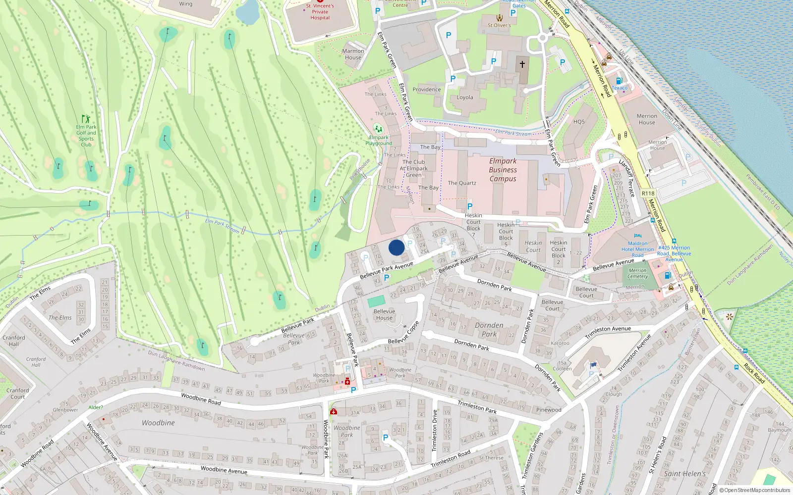 Overhead map showing the location of 16 Bellevue Park Avenue, Priesthouse