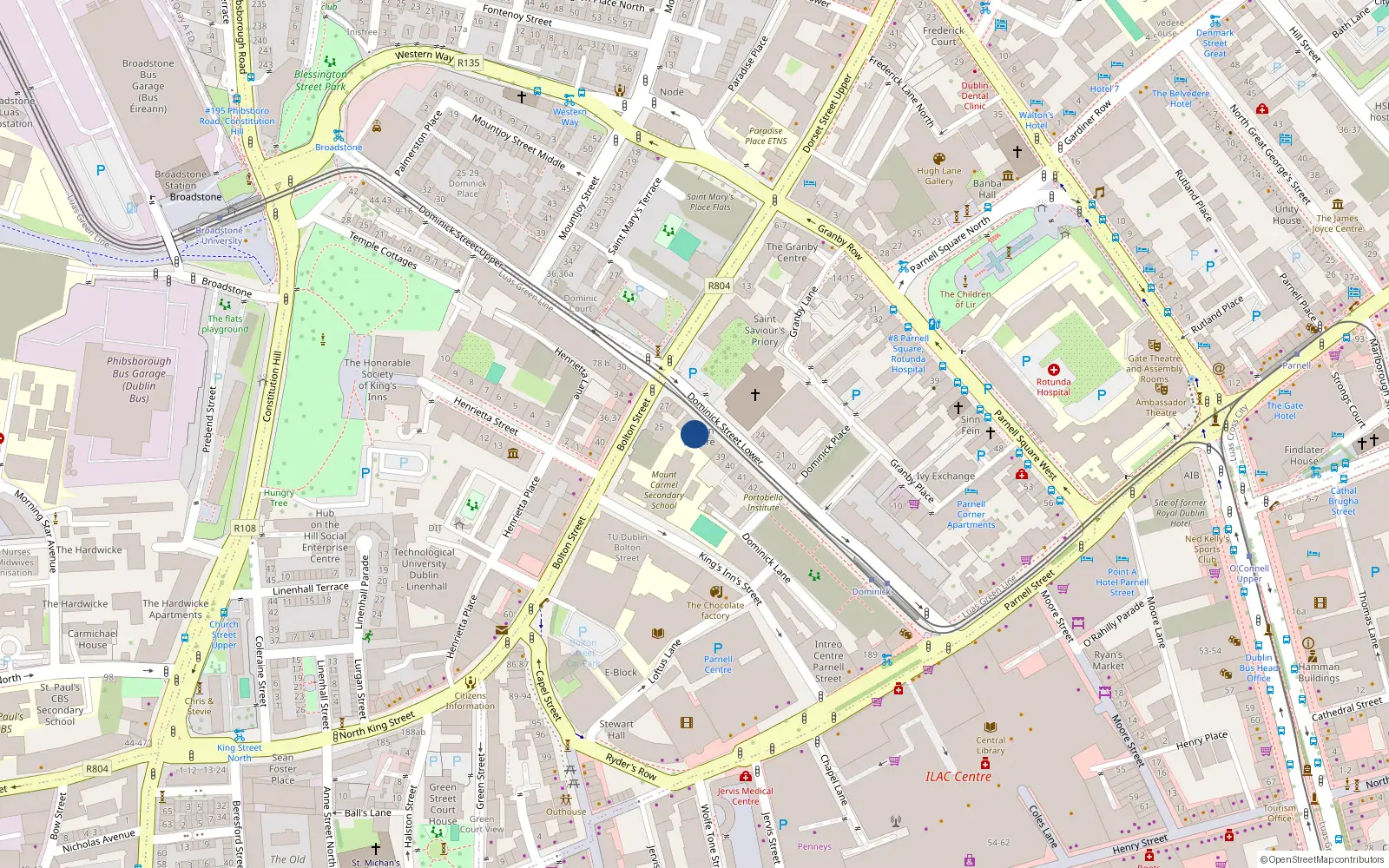 Overhead map showing the location of 16 Bolton Square, Dublin 1