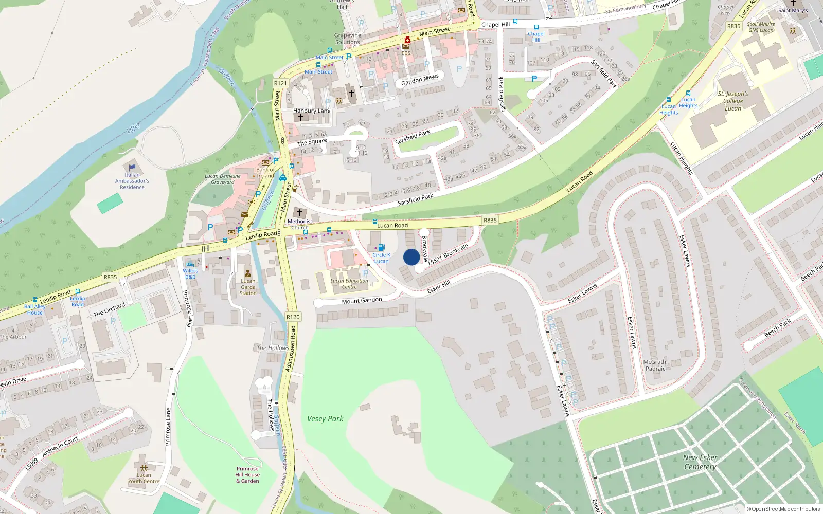 Overhead map showing the location of 16 Brookvale, Lucan