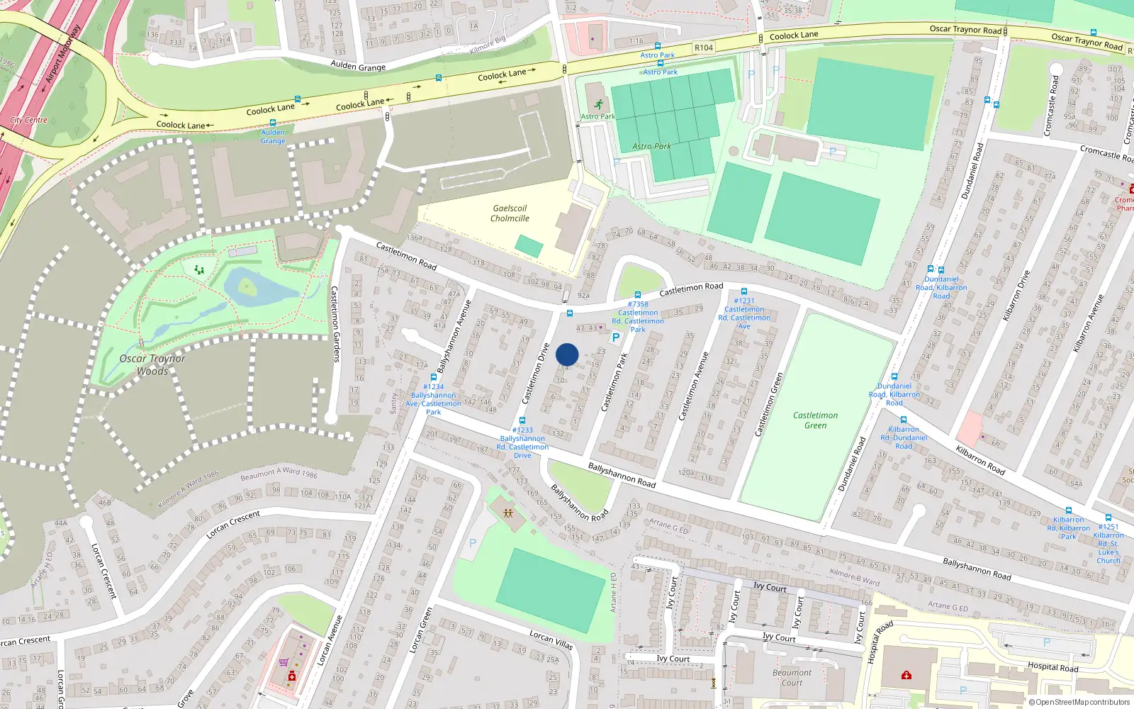 Overhead map showing the location of 16, 16 Castletimon Drive, Dublin 5