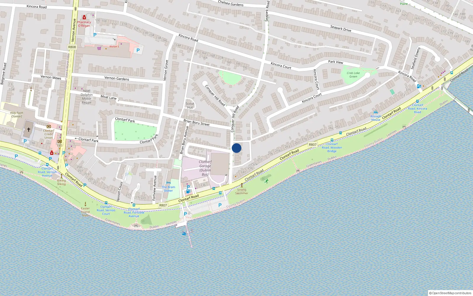 Overhead map showing the location of 16 Conquer Hill Road, Dublin 3