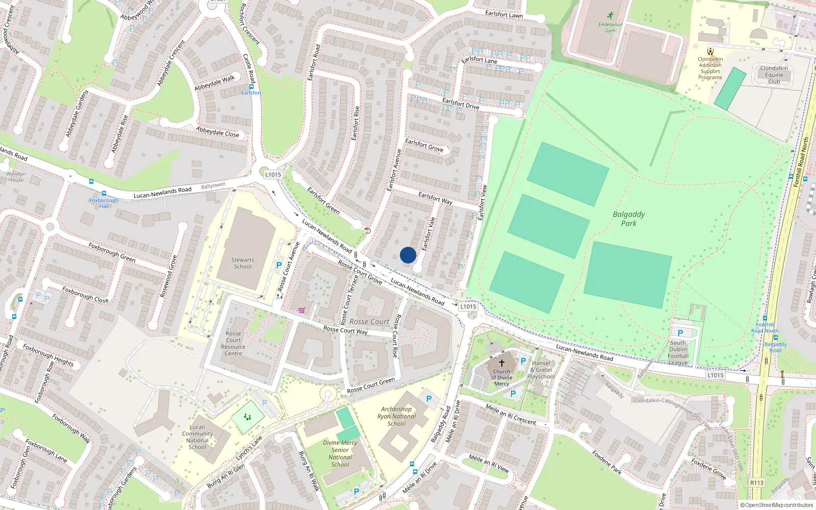 Overhead map showing the location of 16 Earlsfort Vale, Lucan