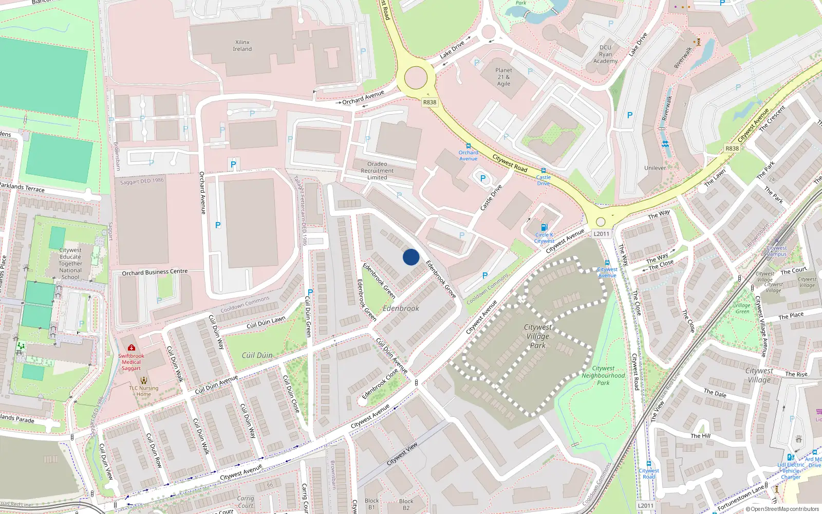 Overhead map showing the location of 16 Edenbrook Grove, Citywest